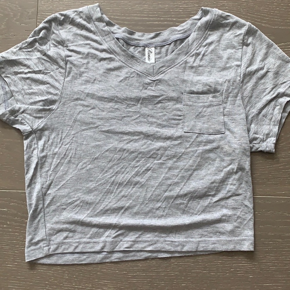 grey cropped shirt